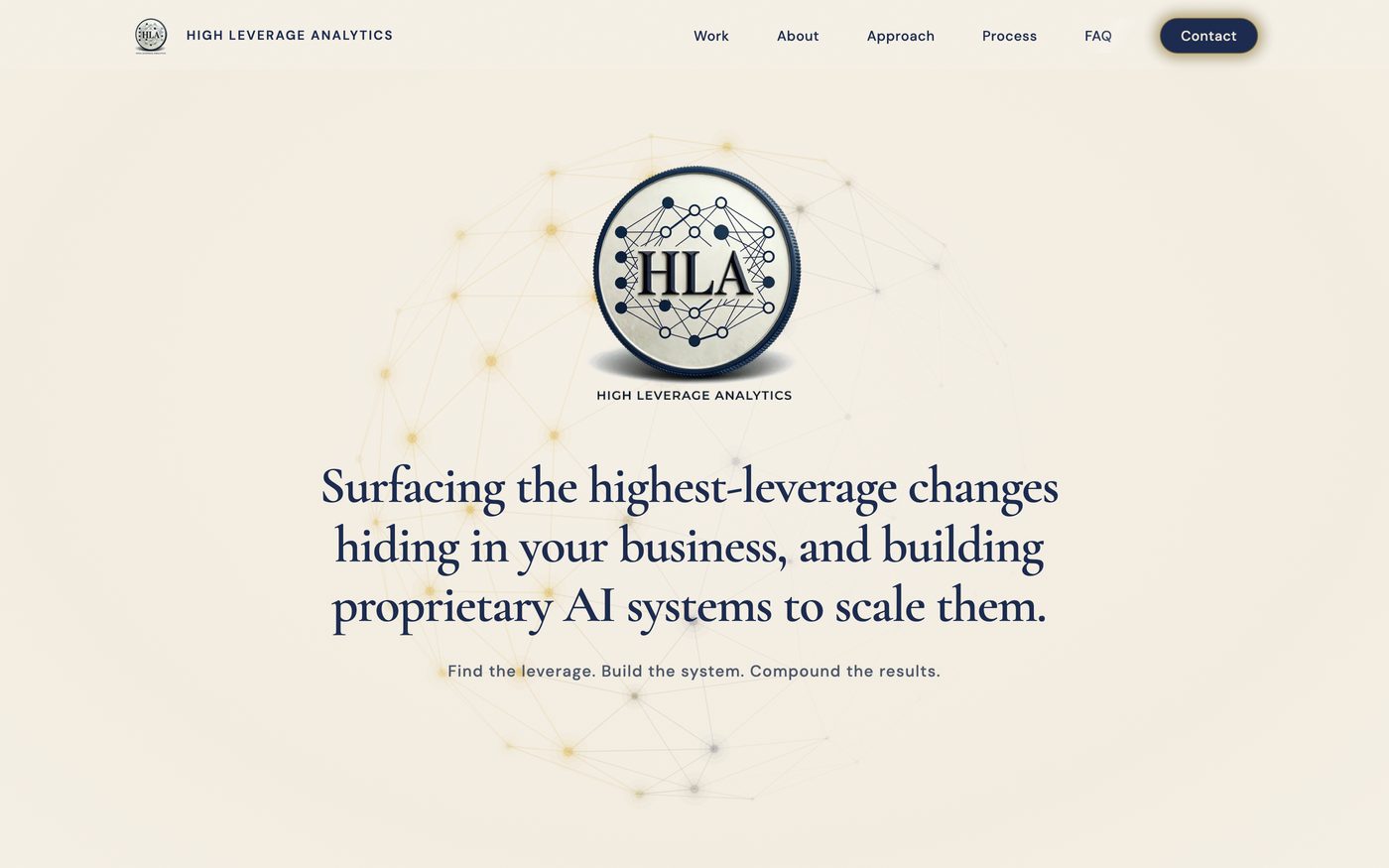 HL Analytics website, a sample build by High Leverage Websites